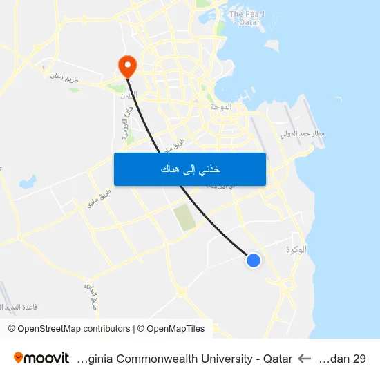 Ezdan 29 to Virginia Commonwealth University - Qatar map