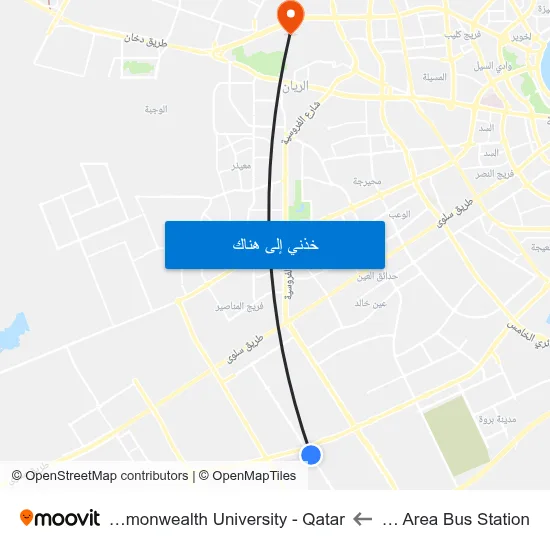 Industrial Area Bus Station to Virginia Commonwealth University - Qatar map