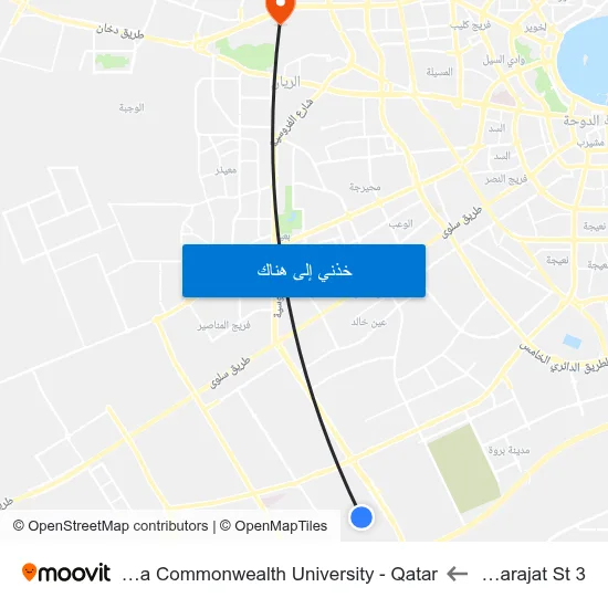 Al Karajat St 3 to Virginia Commonwealth University - Qatar map