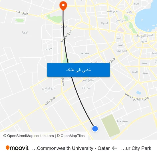 Labour City Park to Virginia Commonwealth University - Qatar map