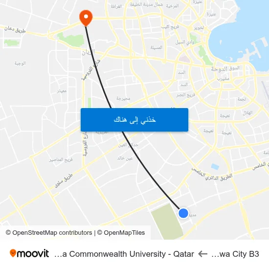 Barwa City B3 to Virginia Commonwealth University - Qatar map