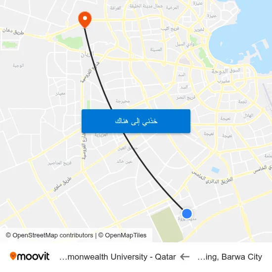 K1 Building, Barwa City to Virginia Commonwealth University - Qatar map