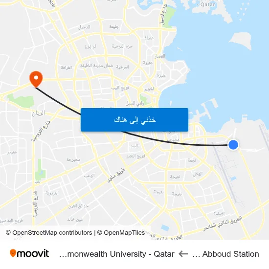 Ras Bu Abboud Station to Virginia Commonwealth University - Qatar map