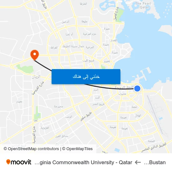Al Bustan to Virginia Commonwealth University - Qatar map