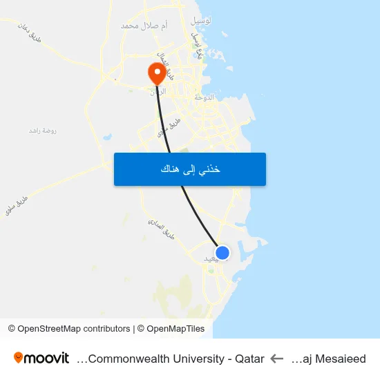 Amwaj Mesaieed to Virginia Commonwealth University - Qatar map