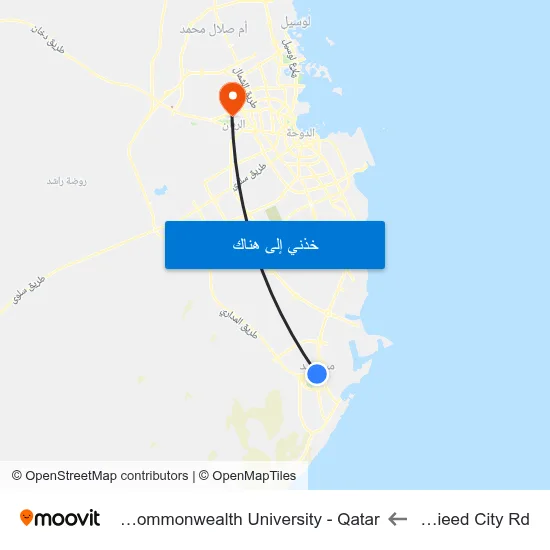 Mesaieed City Rd to Virginia Commonwealth University - Qatar map