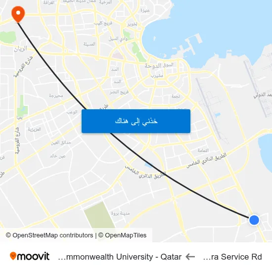 Al Wakra Service Rd to Virginia Commonwealth University - Qatar map