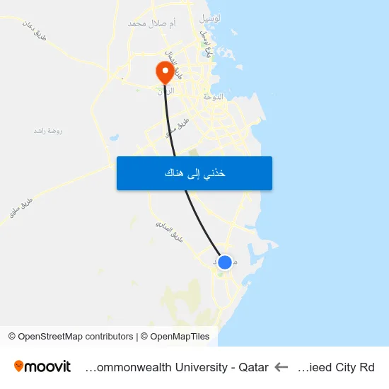 Mesaieed City Rd to Virginia Commonwealth University - Qatar map