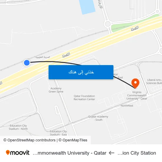 Education City Station to Virginia Commonwealth University - Qatar map