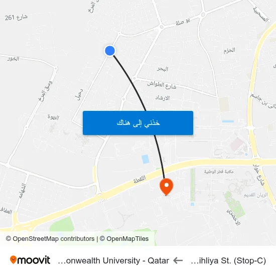 Wadi Swuaihliya St. (Stop-C) to Virginia Commonwealth University - Qatar map