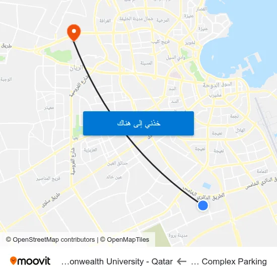 Religious Complex Parking to Virginia Commonwealth University - Qatar map