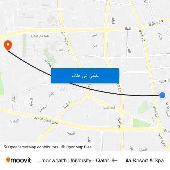 Al Messila Resort & Spa to Virginia Commonwealth University - Qatar map