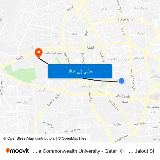 Ain Jalout St. to Virginia Commonwealth University - Qatar map