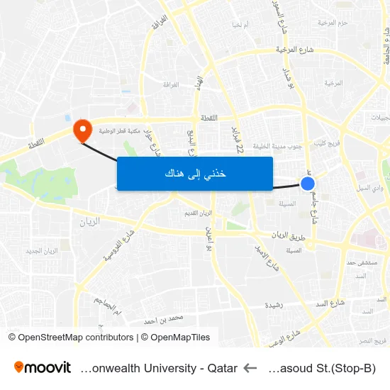 Urwa Bin Masoud St.(Stop-B) to Virginia Commonwealth University - Qatar map