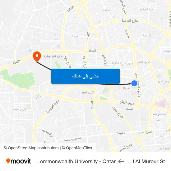 Sahat Al Murour St. to Virginia Commonwealth University - Qatar map