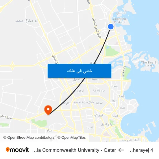 Al Kharayej 4 to Virginia Commonwealth University - Qatar map