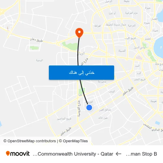Al Numan Stop B to Virginia Commonwealth University - Qatar map