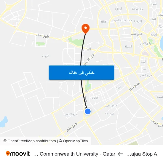 Al Rajaa Stop A to Virginia Commonwealth University - Qatar map