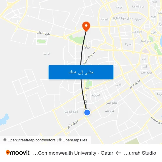 Al Murrah Studio to Virginia Commonwealth University - Qatar map