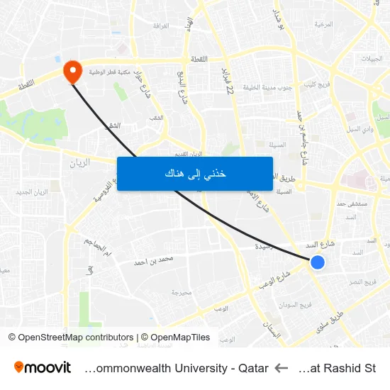 Rawdat Rashid St to Virginia Commonwealth University - Qatar map