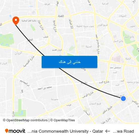 Salwa Road to Virginia Commonwealth University - Qatar map