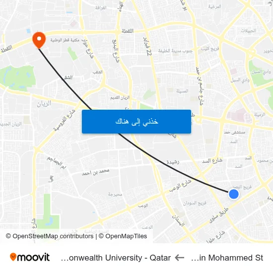 Qassim Bin Mohammed St to Virginia Commonwealth University - Qatar map