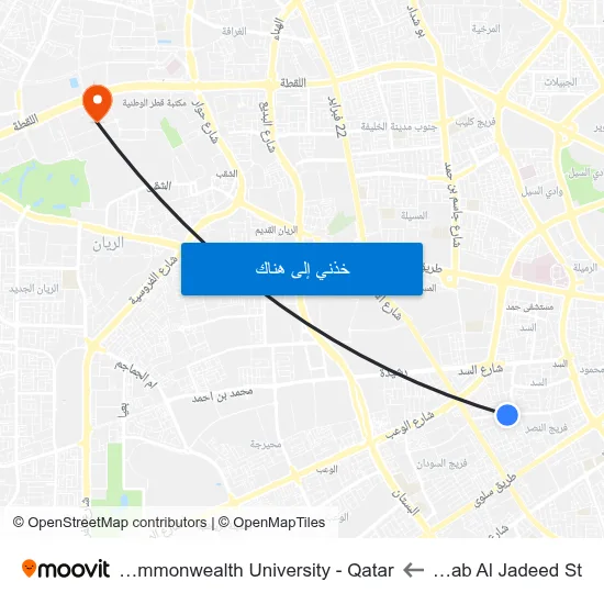 Al Mirqab Al Jadeed St to Virginia Commonwealth University - Qatar map