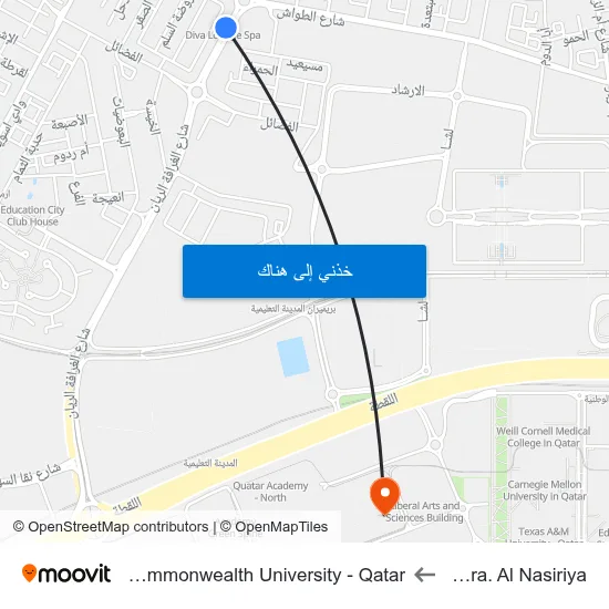 Al Meera. Al Nasiriya to Virginia Commonwealth University - Qatar map