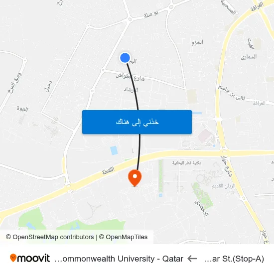 Al Bahar St.(Stop-A) to Virginia Commonwealth University - Qatar map