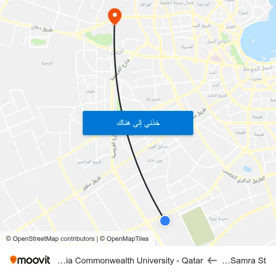 Bu Samra St to Virginia Commonwealth University - Qatar map
