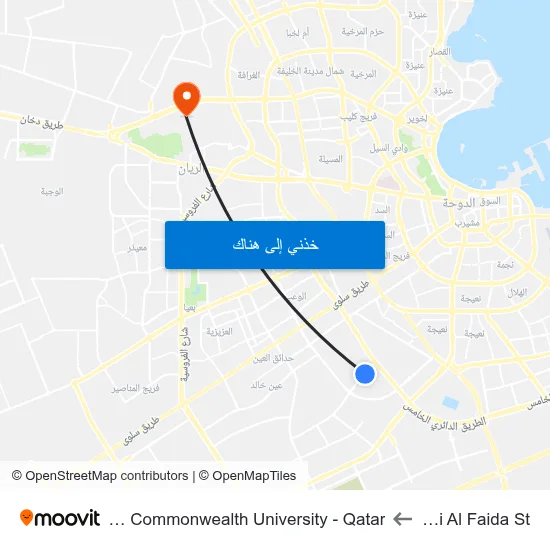 Wadi Al Faida St to Virginia Commonwealth University - Qatar map