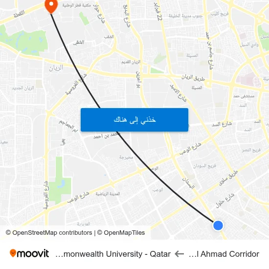 Sabah Al Ahmad Corridor to Virginia Commonwealth University - Qatar map