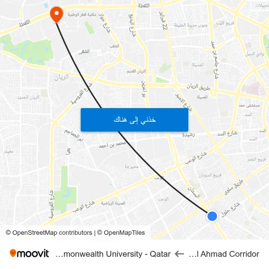 Sabah Al Ahmad Corridor to Virginia Commonwealth University - Qatar map