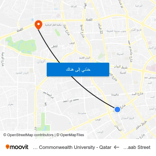 Al Waab Street to Virginia Commonwealth University - Qatar map