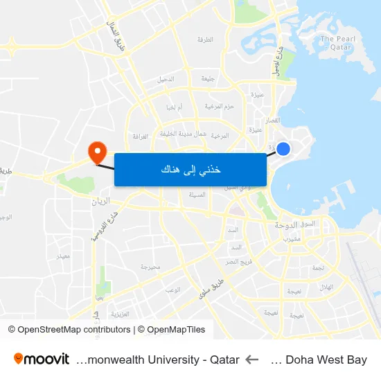 Wyndham Doha West Bay to Virginia Commonwealth University - Qatar map