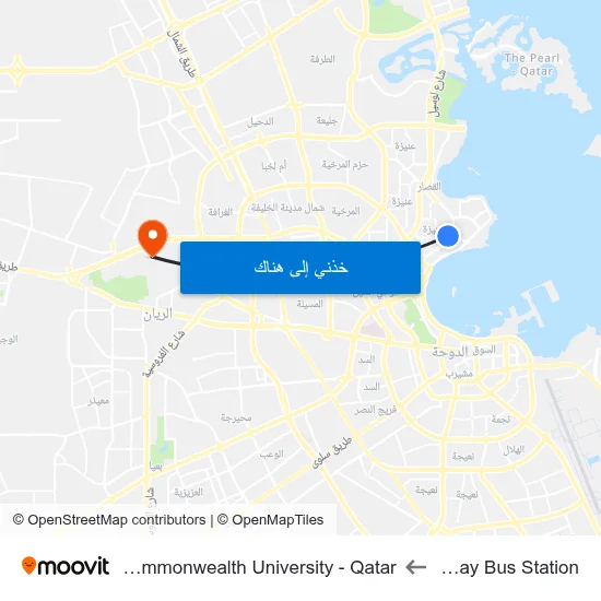 West Bay Bus Station to Virginia Commonwealth University - Qatar map