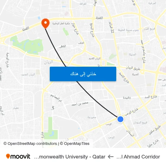 Sabah Al Ahmad Corridor to Virginia Commonwealth University - Qatar map