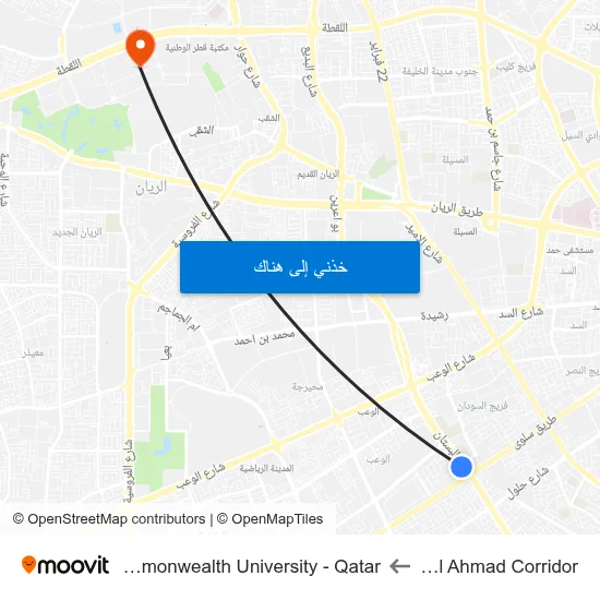 Sabah Al Ahmad Corridor to Virginia Commonwealth University - Qatar map