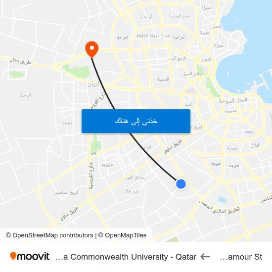 Bu Hamour St to Virginia Commonwealth University - Qatar map