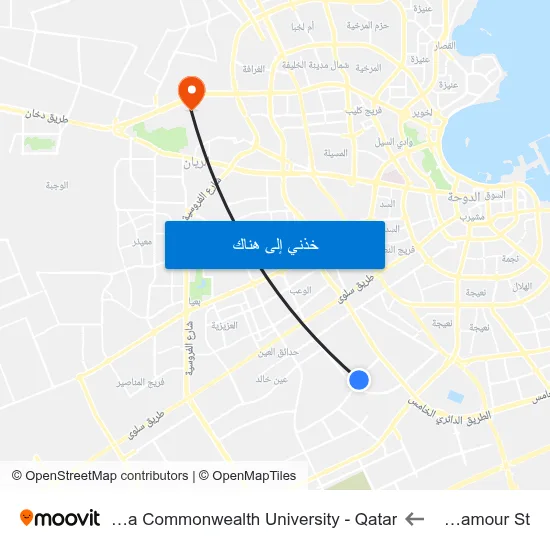 Bu Hamour St to Virginia Commonwealth University - Qatar map