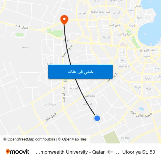 Wadi Al Utooriya St, 53 to Virginia Commonwealth University - Qatar map