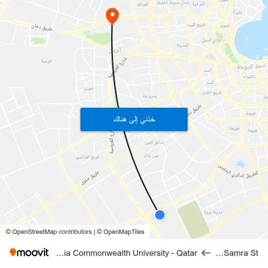 Bu Samra St to Virginia Commonwealth University - Qatar map