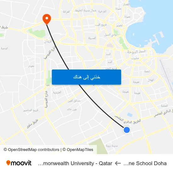 Philippine School Doha to Virginia Commonwealth University - Qatar map