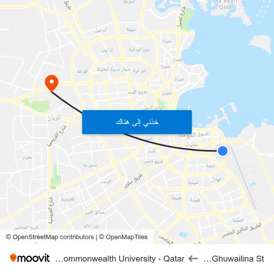Umm Ghuwailina St to Virginia Commonwealth University - Qatar map