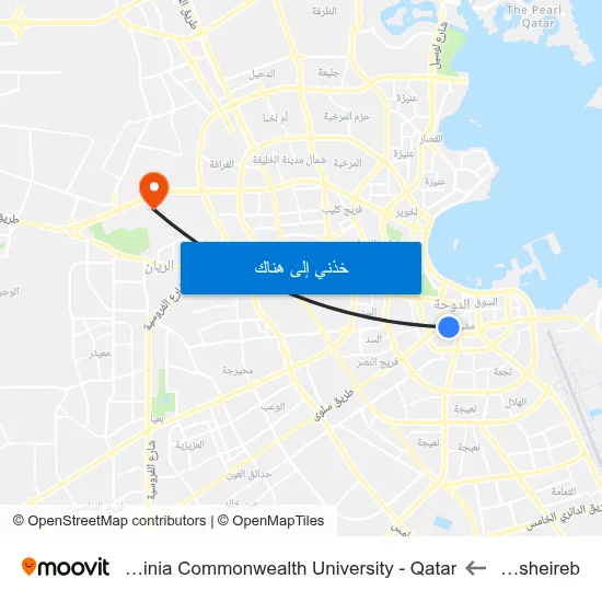 Musheireb to Virginia Commonwealth University - Qatar map