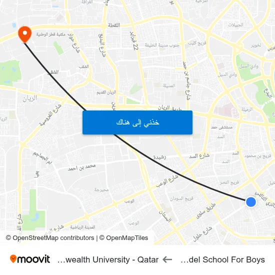 Kamal Nagi Model School For Boys to Virginia Commonwealth University - Qatar map