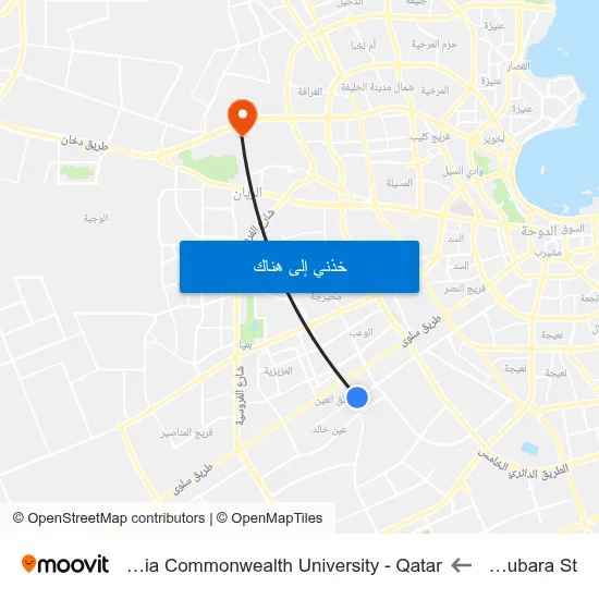Al Zubara St to Virginia Commonwealth University - Qatar map