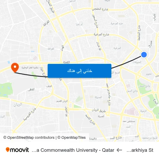 Al Markhiya St to Virginia Commonwealth University - Qatar map