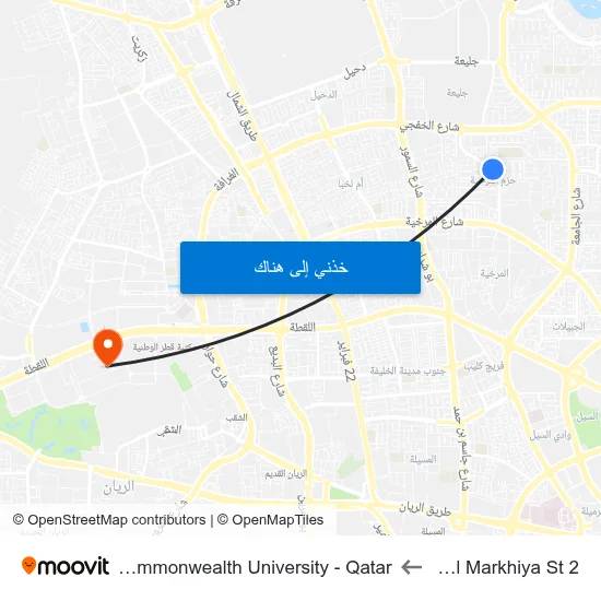 Hazm Al Markhiya St 2 to Virginia Commonwealth University - Qatar map