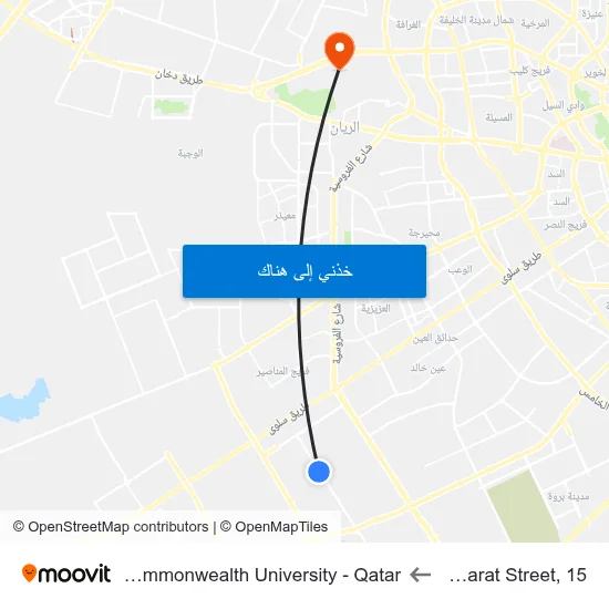 Al Kassarat Street, 15 to Virginia Commonwealth University - Qatar map